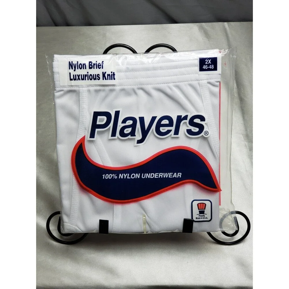 Players 100% NYLON White Brief 2X 46-48 Luxurious Knit Full-Fashion New and Seal